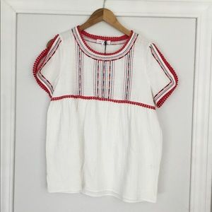 THML white with red embroidered top